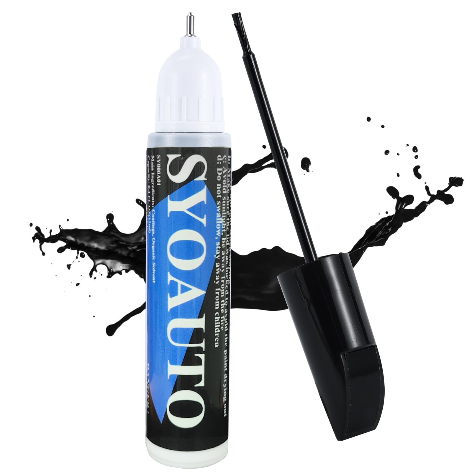 Syoauto Gloss Black Car Touch Up Paint, Auto Touch Up Paint Gloss Black Scratch Repair Automotive Gloss Black Car Paint Pen 2 In