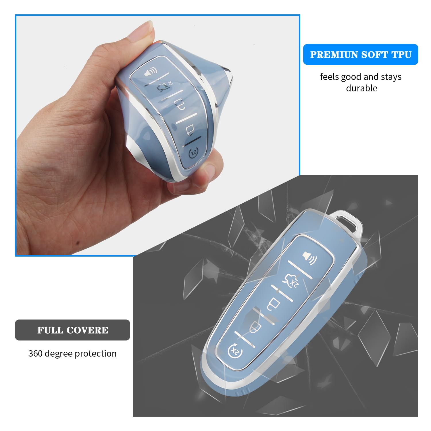 Qbuc For Ford Key Fob Cover,Soft Tpu Car Key Case Protector With Keychain Compatible With Ford C-Max Edge Escape Expedition Expl