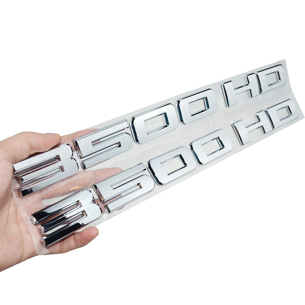 2X Chrome 3500HD Sierra Silverado Door Emblem NAMEPLATE Badge Decal 2500 HD Name FIT for Silverado (Silver)