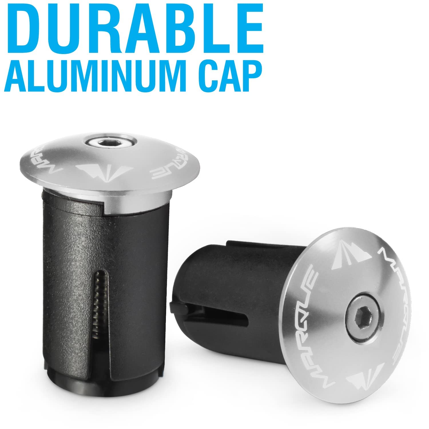 Marque Alloy Enz Handle Bar End Plugs - 2Pcs Per Set (Silver)