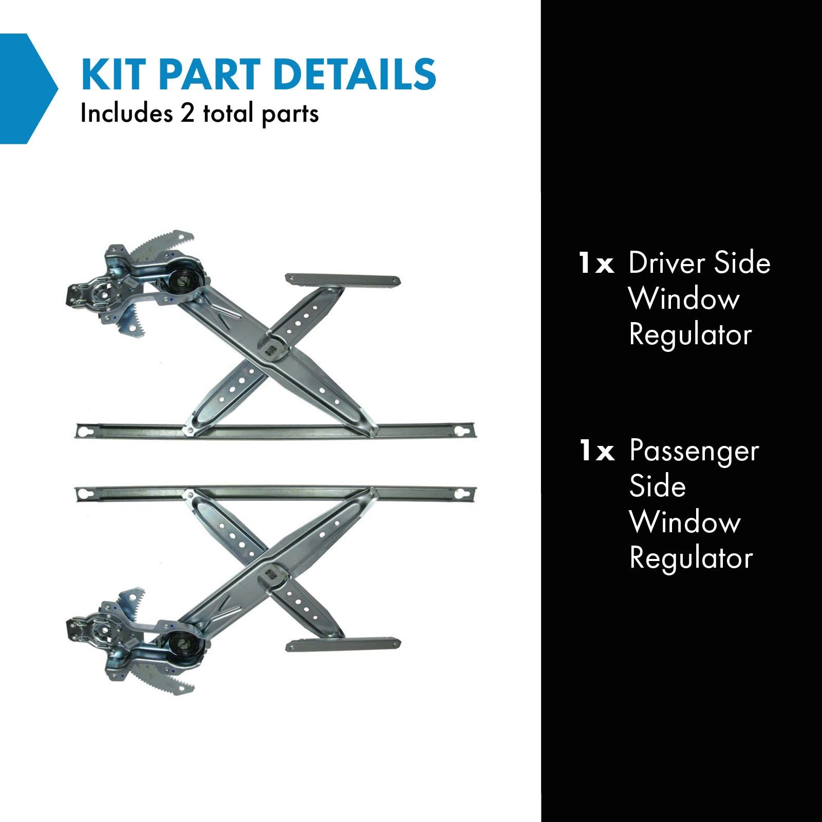 Trq Driver & Passenger Side Power Window Regulator Set Compatible With 1996-2000 Honda Civic