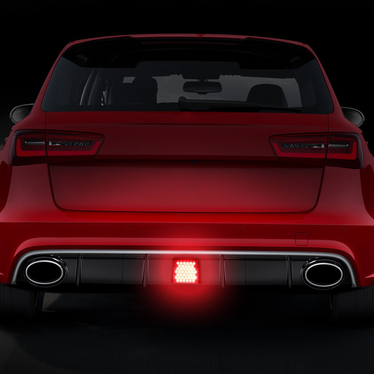 Auto Dynasty 80Mm W X 70Mm H Universal Square 43 Bright Red Led Rear Tail Third 3Rd Brake Lights