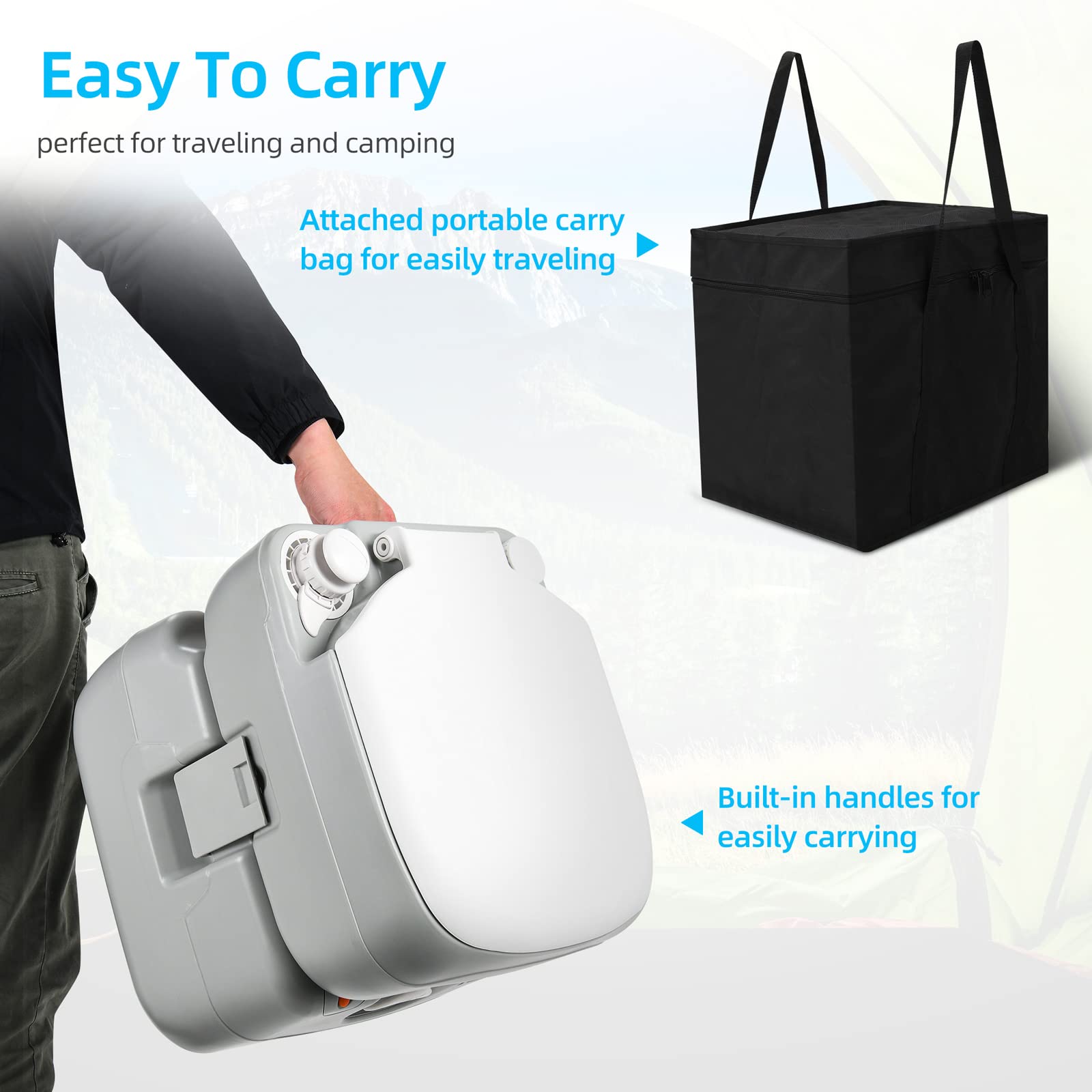 Yitahome Portable Toilet Camping Porta Potty 5.8 Gallon With Carry Bag And Hand Sprayer, Leak-Proof Indoor Outdoor Toilet With L