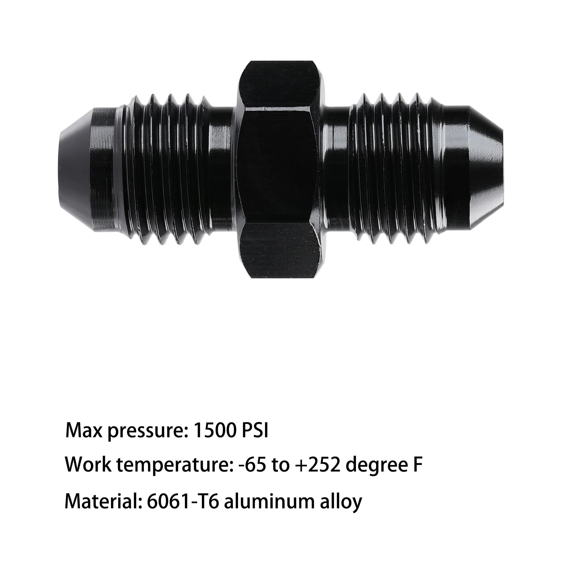 Ucreative 4AN to 4AN Male Flare Coupler Union Straight Fuel Hose Fitting Black (2PCS)