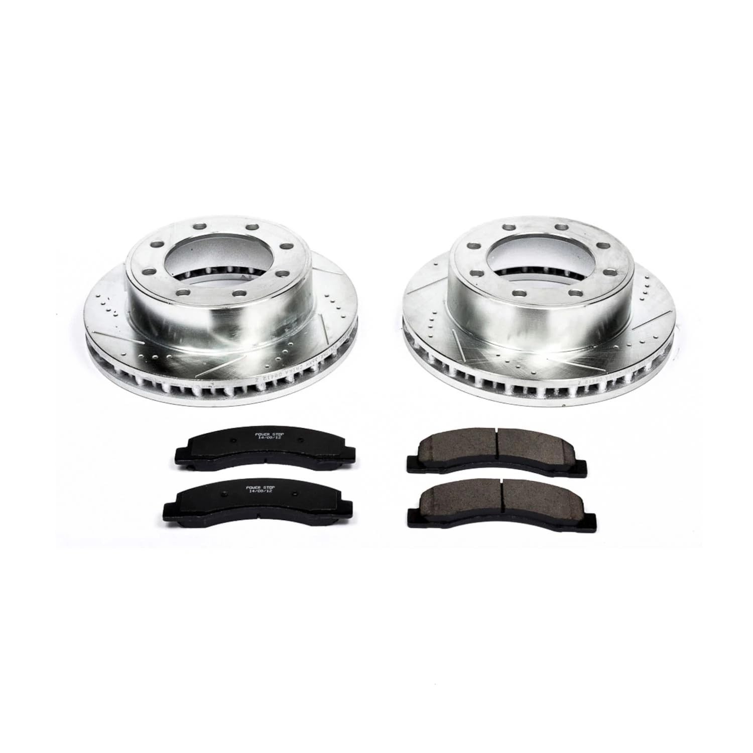 Power Stop K1905 Front Z23 Carbon Fiber Brake Pads with Drilled and Slotted Brake Rotors Kit For 1999-2004 Ford Excursion F-250