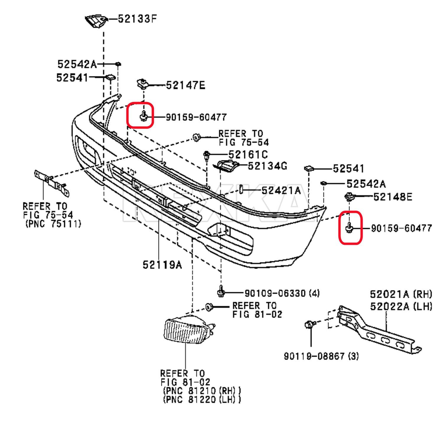 Rexka 10pcs Fender Liner Bumper Cover Splash Shield Screw Bolt for Toyota Lexus 90159-60477