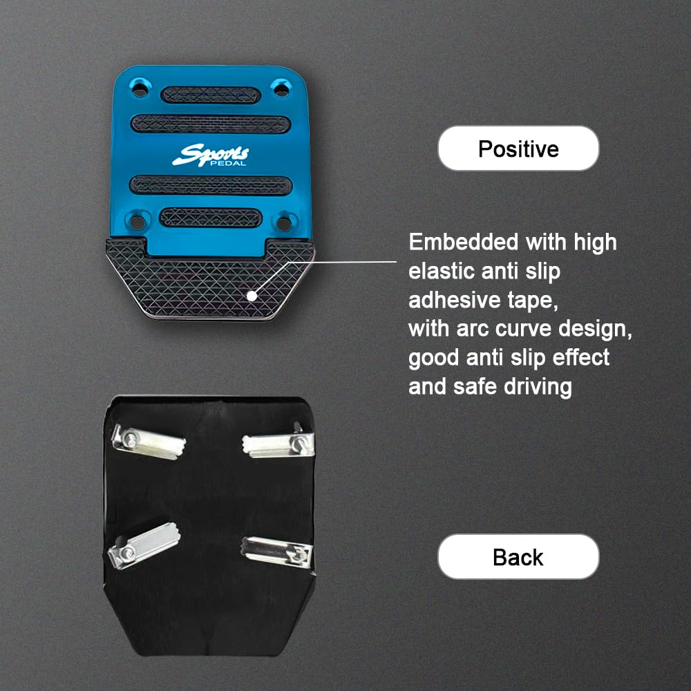 3PCS Car Non-Slip Aluminum Alloy Pedal Pads, Manual Transmission Brake Pedal Covers, Sports Gas Fuel Petrol Clutch Foot Pedals,