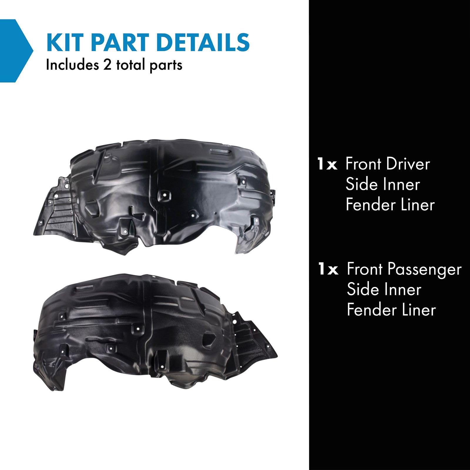 Trq Front Inner Fender Liner Set Compatible With 2011-2013 Infiniti Qx56 2014-2023 Qx80 In1248123 In1249123