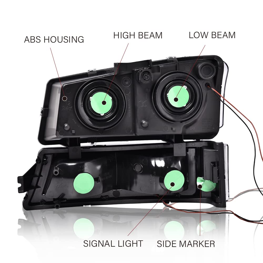 Pit66 Led Drl Headlight Assembly Compatible With 2003-2006 Chevy Silverado 1500 2500 3500 Hd Model/ 03-06 Avalanche 1500 2500(Fi
