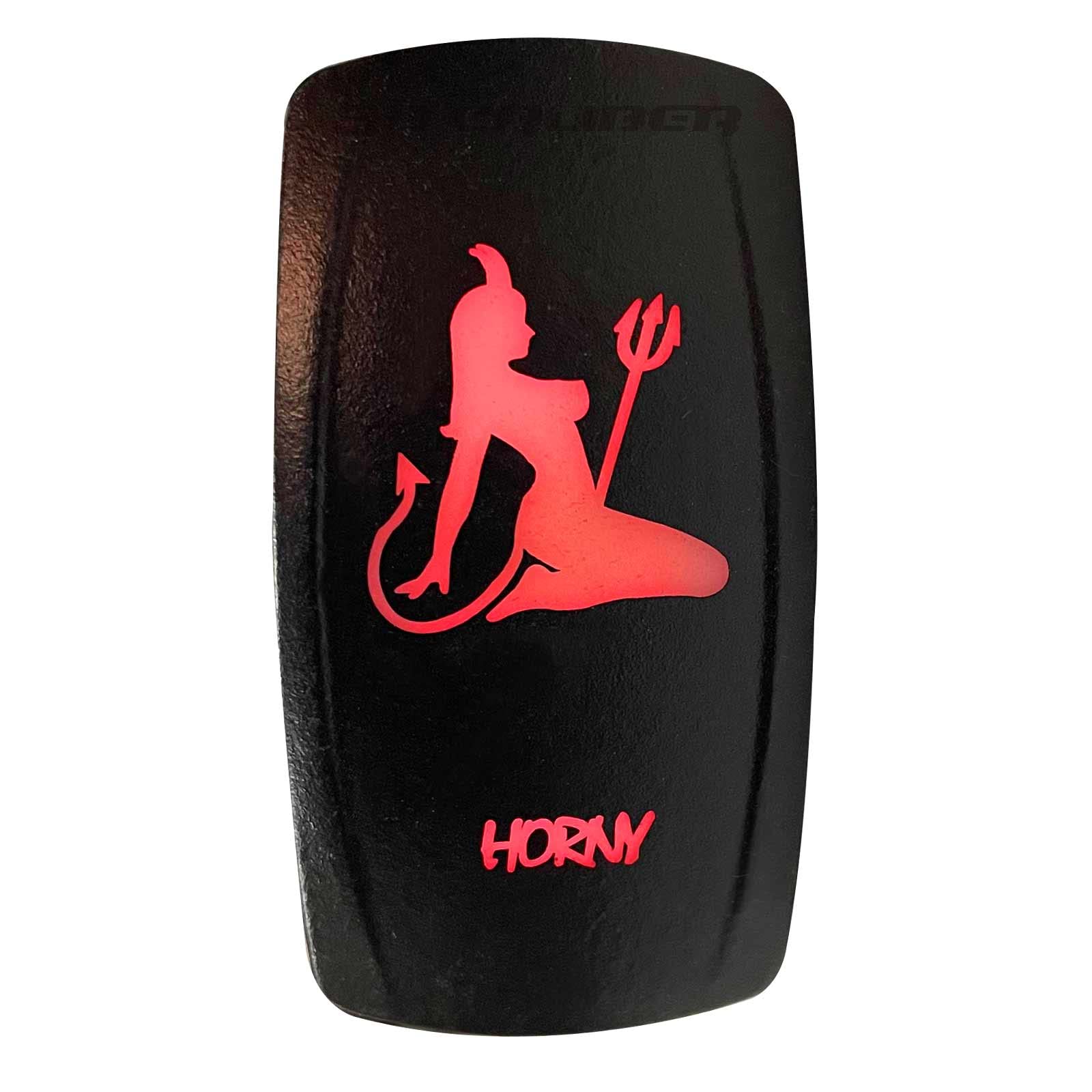 50 Caliber Racing Rocker Switch Momentary/Off Led Backlit -Horny- Utv, Auto, Boat 20A 12V (5359A45Red)