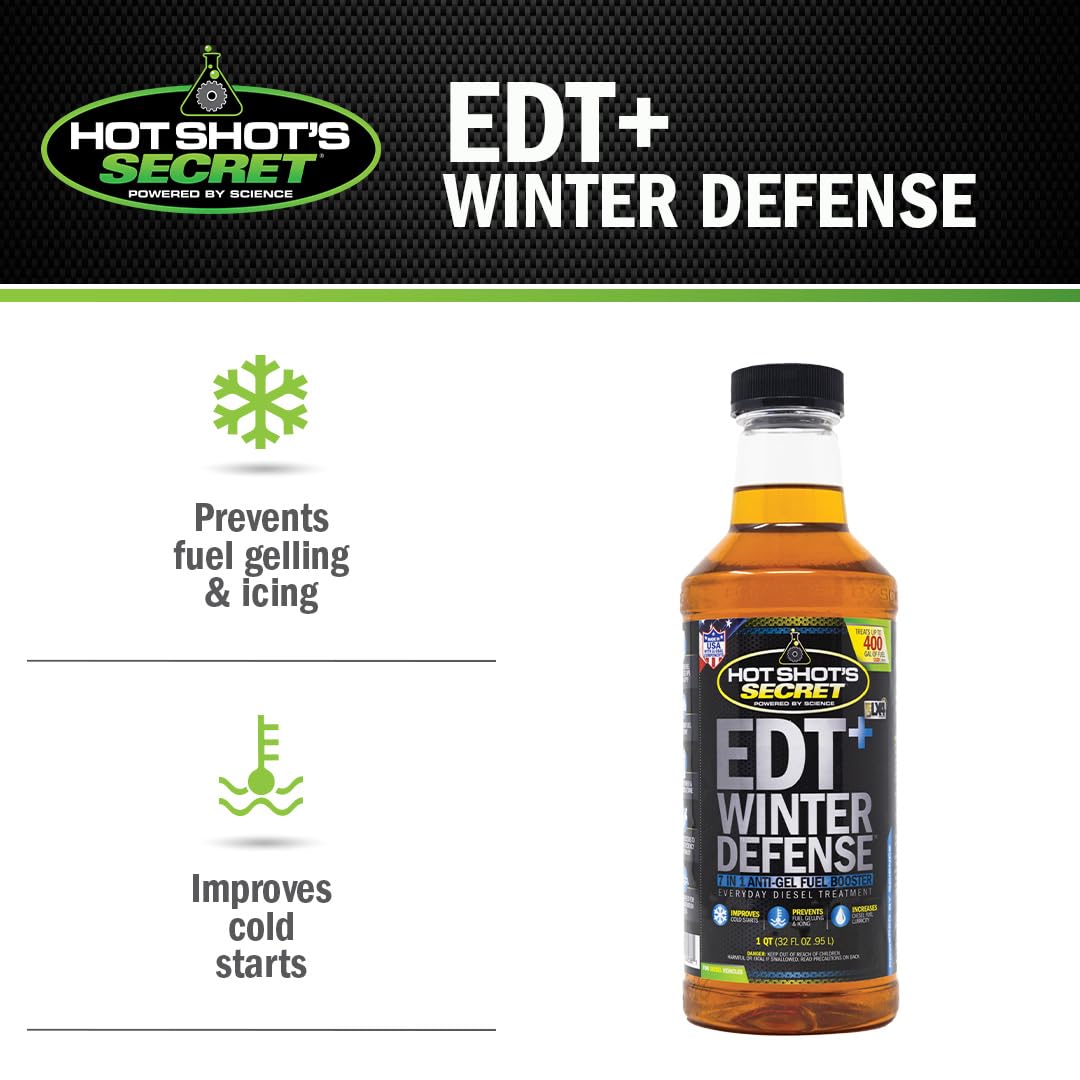 Hot Shot'S Secret Edt+ Winter Defense 32 Oz. 7-In-1 Anti-Gel Diesel Fuel Additive - Prevents Gelling, Protects Diesel Fuel Syste
