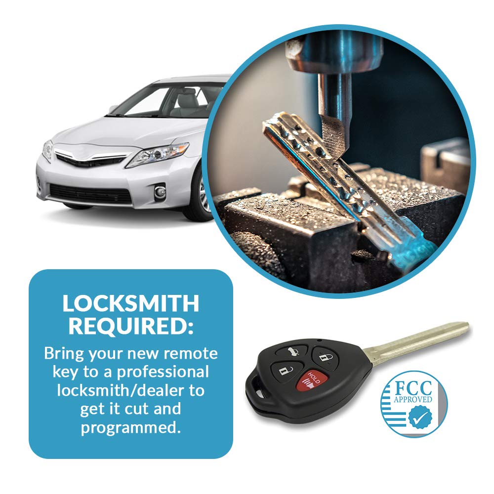 Keyless2Go Replacement For 2 New Keyless Entry Remote Car Key For 2007 2008 2009 2010 Toyota Camry Hyq12Bby