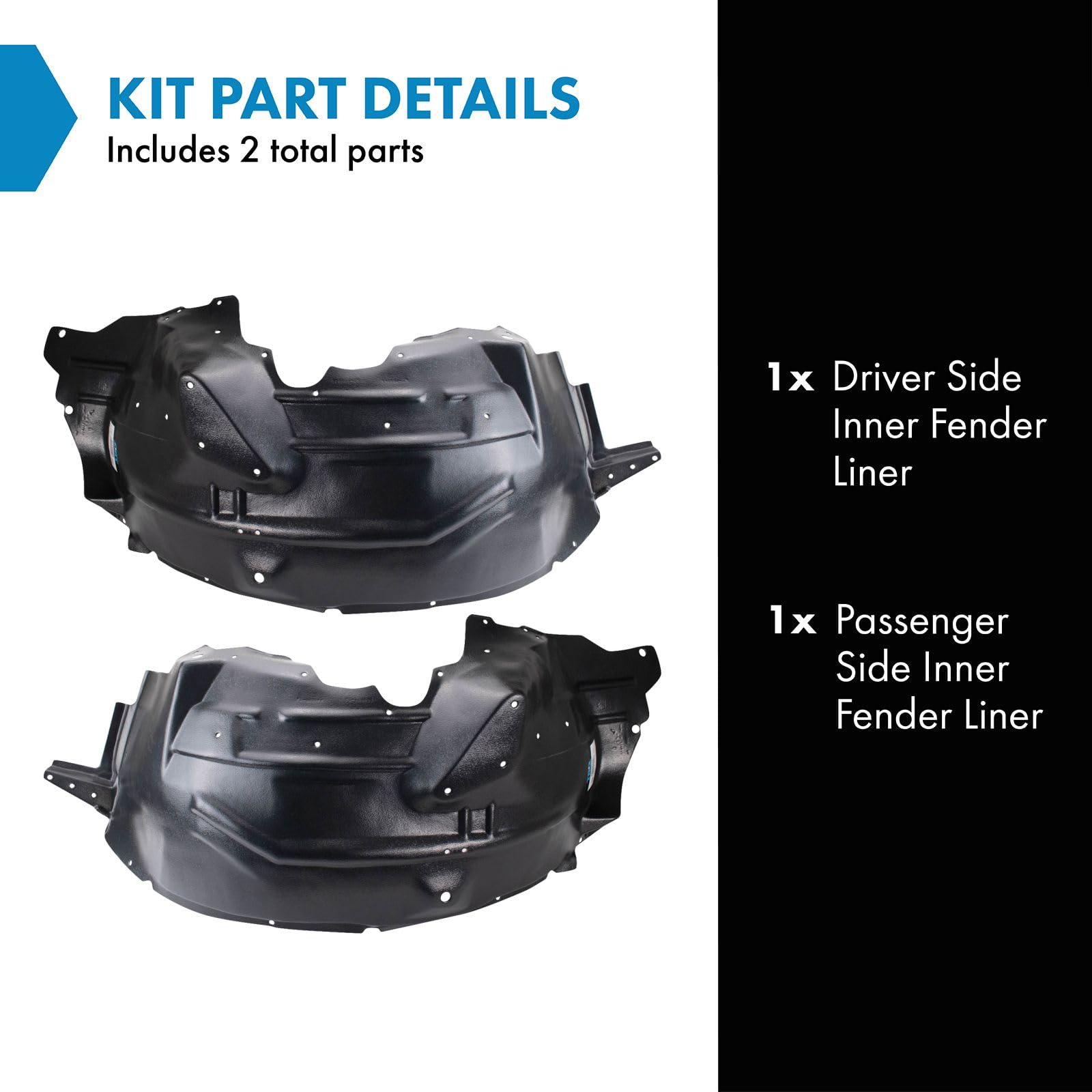 Trq Inner Fender Liner Set Compatible With 2000-2003 Ford Excursion 1999-2004 F-250 Super Duty F-350 Super Duty Fo1246108 Fo1247