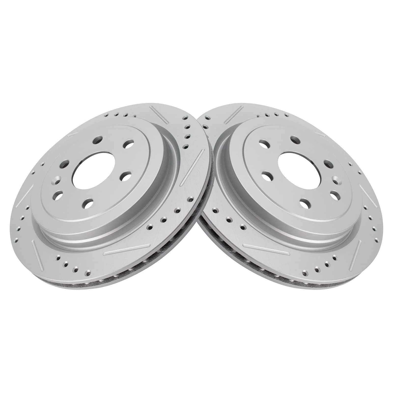 Trq Rear Performance Brake Rotors Set Vented Premium G-Coated Cross Drilled & Slotted Compatible With 2010-2016 Cadillac Srx