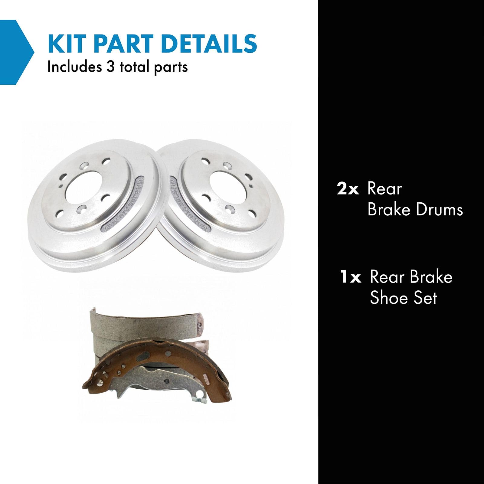 TRQ Rear Brake Drum & Shoe Kit for 11-16 Ford Fiesta New