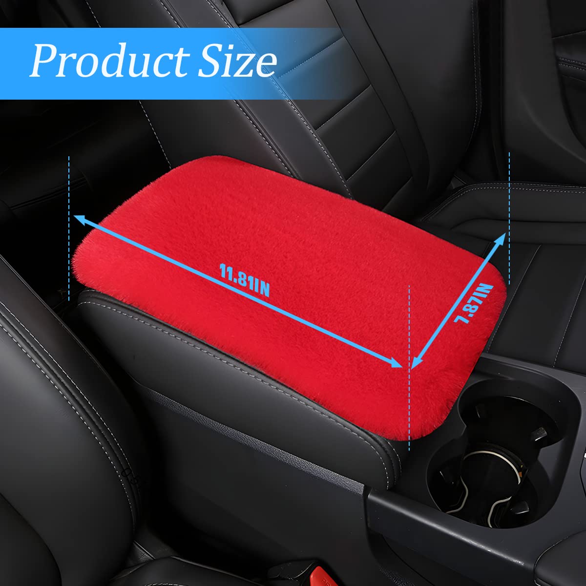 Aukepo Fluffy Car Armrest Cover, Universal Car Center Console Pad, Car Armrest Seat Box Cover Decor Accessories For Women Men, Armrest Seat Box Cover Protector For Most Vehicle, Suv, Truck, Car (Red)