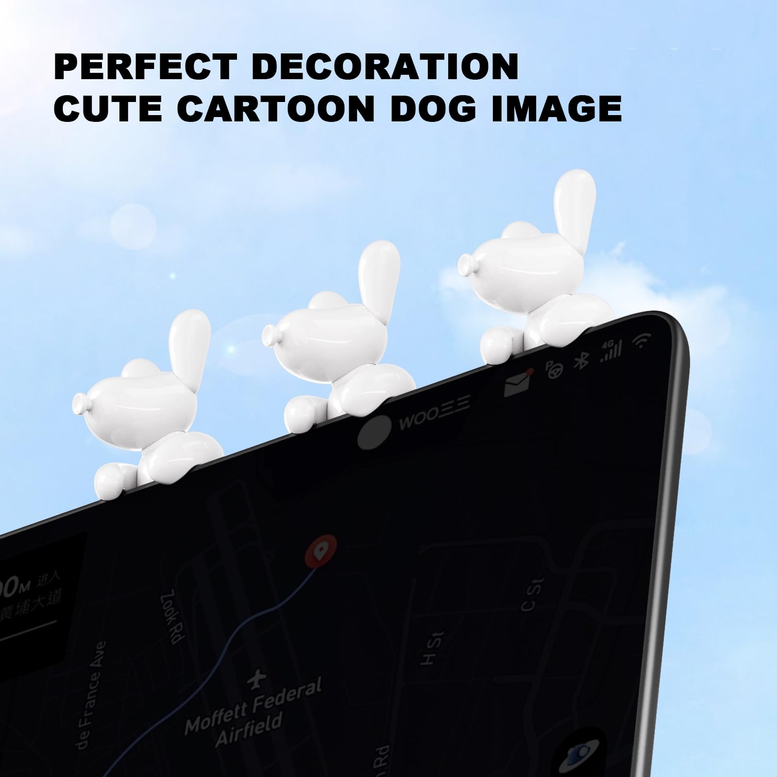 KUNIST Dog Mode Mini Screen Decoration for Tesla Model Y & Model 3 - White, Tibo1603, PVC Ornament Gift Box, 2017-2026 Compatibility