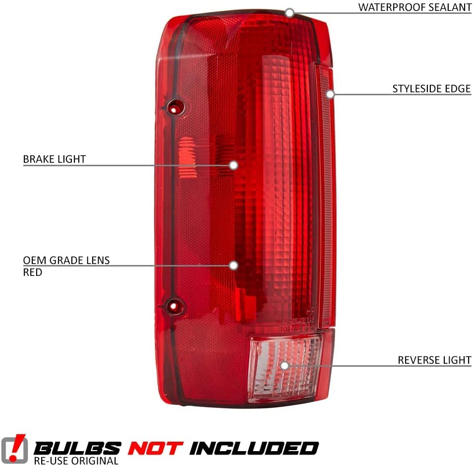 Epic Lighting Aftermarket Replacement Rear Brake Tail Lights Assembly For Ford 90-96 F-150 (10/89) 90-97 F-250 F-350 Styleside Bronco [ Fo2800106 E9Tz13405C Fo2801105 E9Tz13404C ] Pair