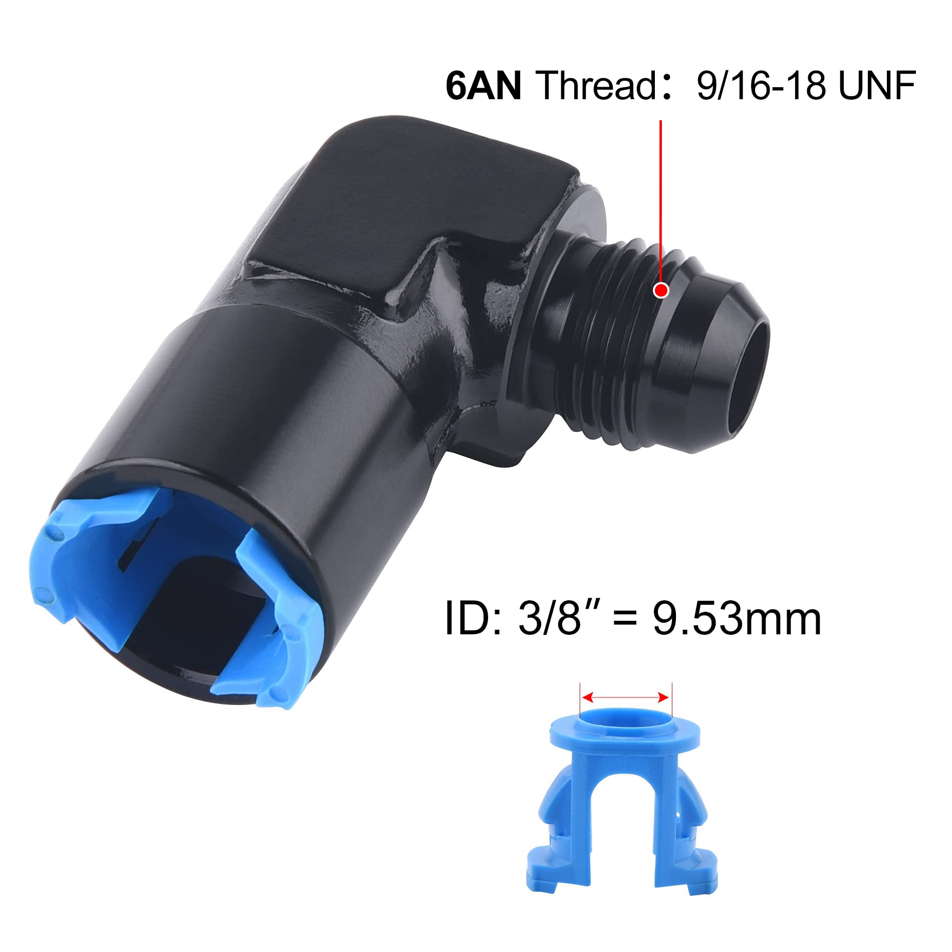Evil Energy 6An Male To 3/8' Sae Quick-Disconnect Female 90 Degree Push-On Efi Fuel Rail Fitting