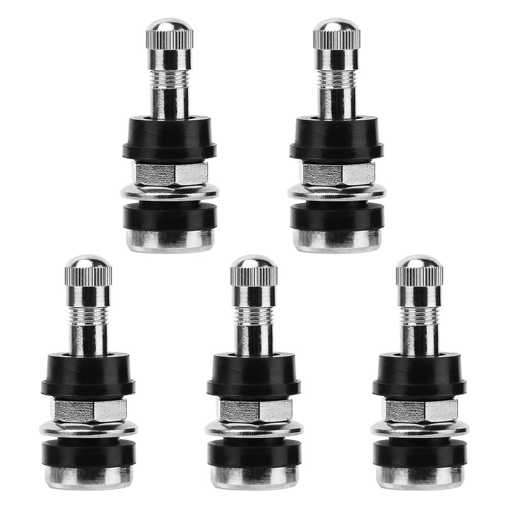 5Pcs Tr416 Tire Valve Stems - Outer Mount Metal Valve Stem High-Pressure Metal Clamp-In Valves For 0.453 And 0.625 Rim Hole