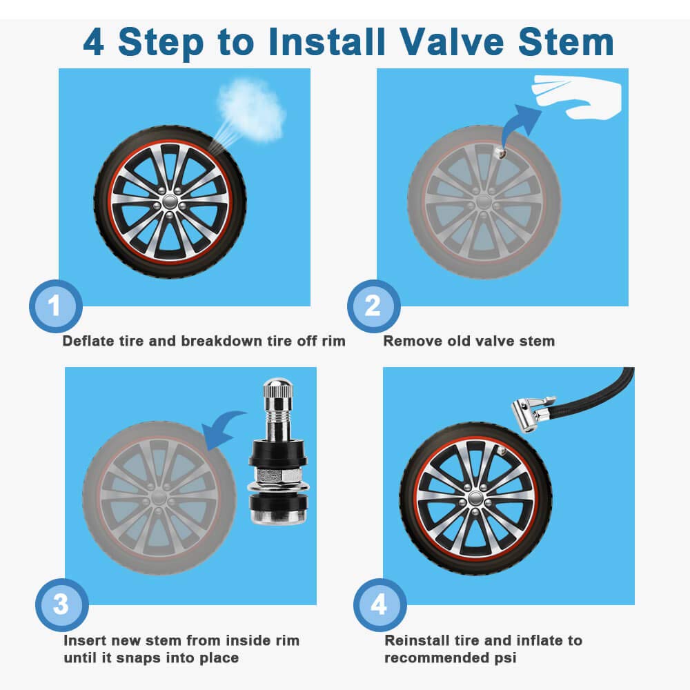 5Pcs Tr416 Tire Valve Stems - Outer Mount Metal Valve Stem High-Pressure Metal Clamp-In Valves For 0.453 And 0.625 Rim Hole