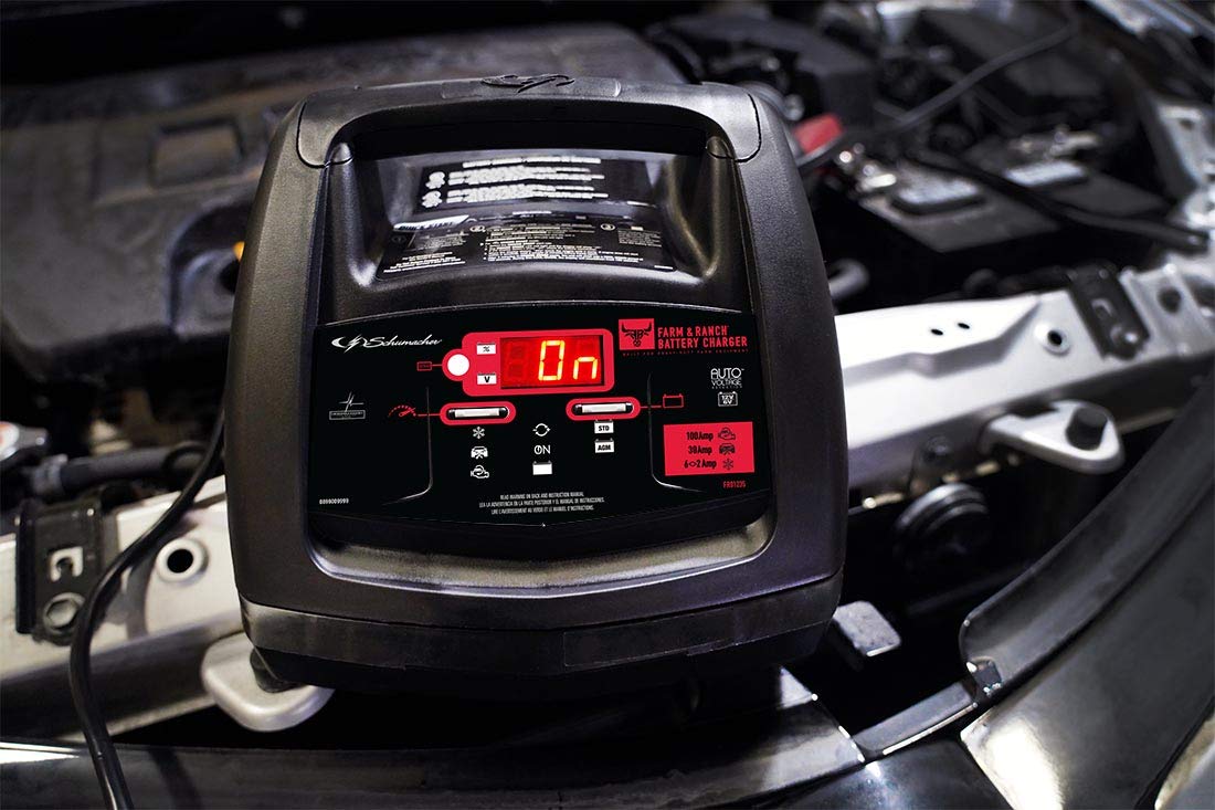 Schumacher FR01235 Battery Charger with Engine Starter, Boost, and Maintainer - 100 Amp/30 Amp, 6V/12V - for Tractors, Cars, and