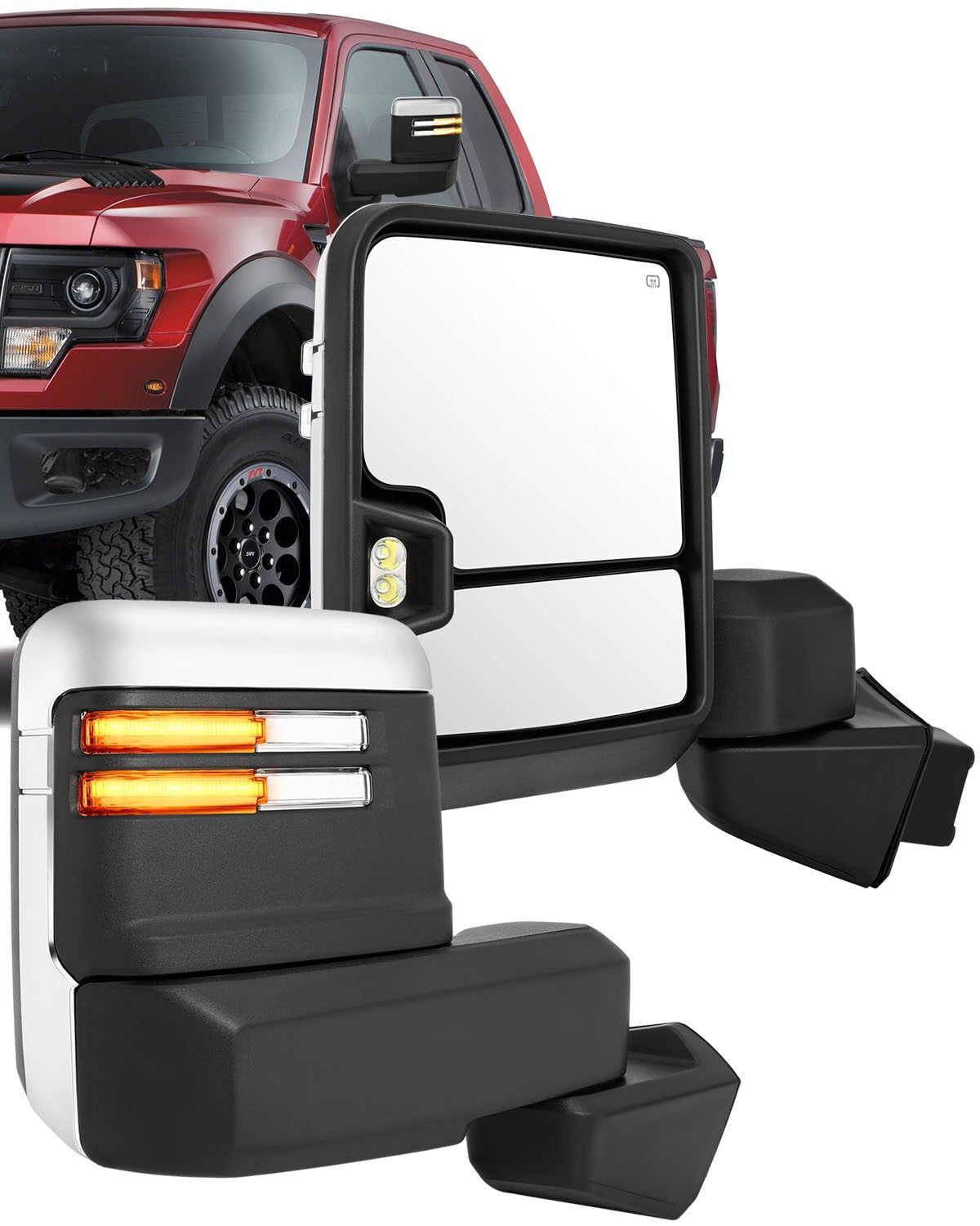 Eccpp Towing Mirrors Tow Mirrors With 2019-2022 For Gmc For Serria 1500 Power Heated Turn Signal Width Puddle Running Back-Up Light Temp Sensor Chrome Pickup Truck Mirrors