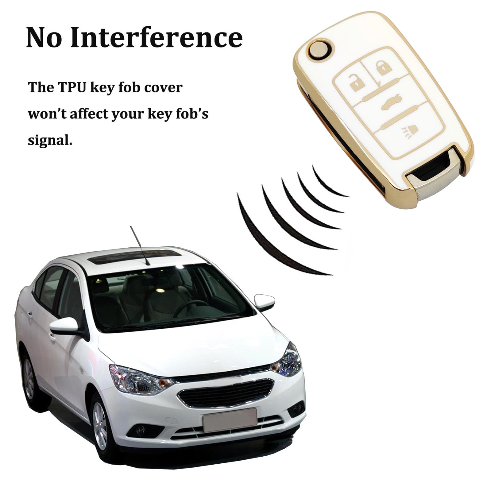 Arruweer Key Fob Cover For Chevy Buick Soft Tpu Key Fob Case For Buick Encore Chevy Camaro Equinox Impala Sonic Trax Gmc Terrain