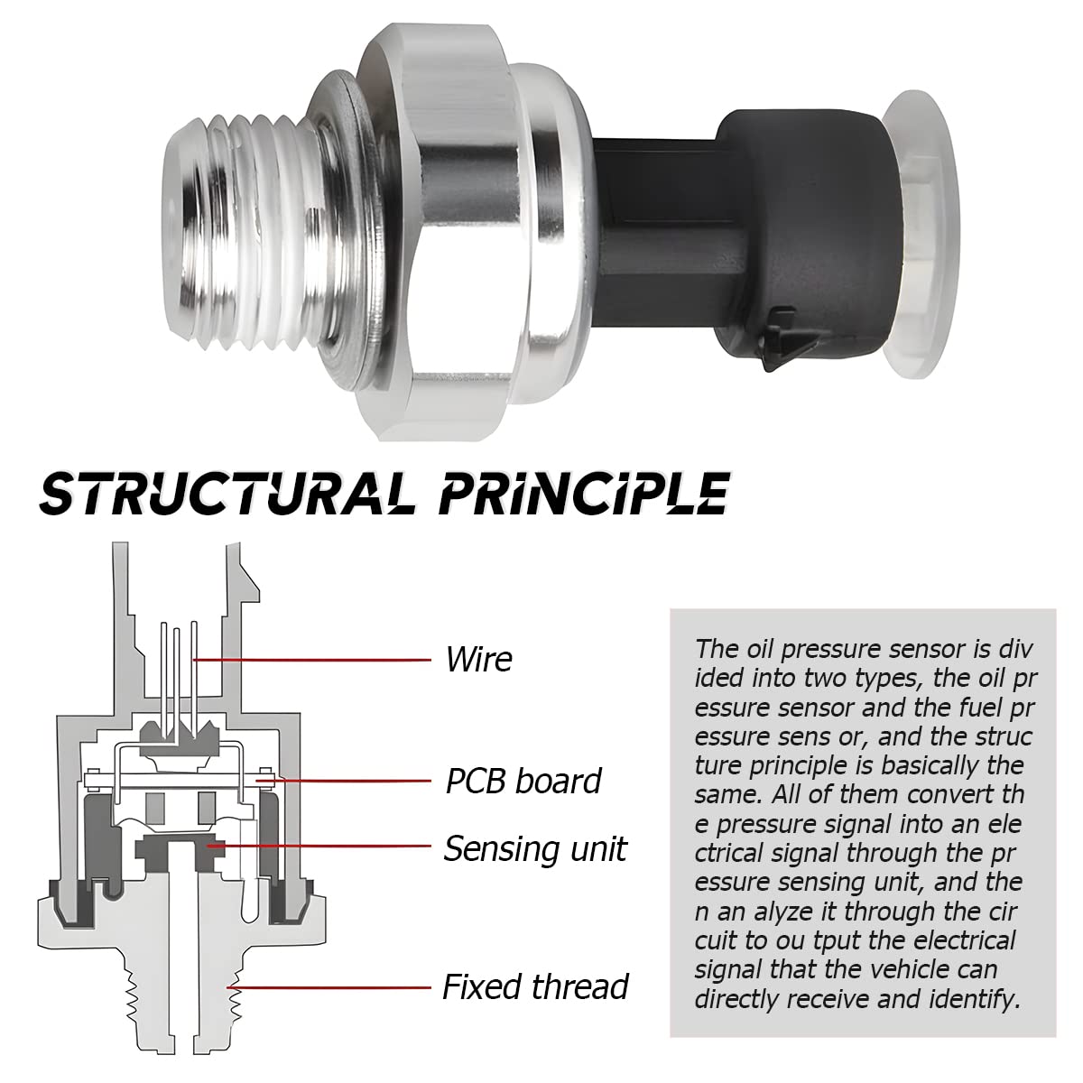 Engine Oil Pressure Sensor Switch Sending Unit, 12616646 12677836 D1846A Fuel Injection Pressure Sensor Replacement, Compatible