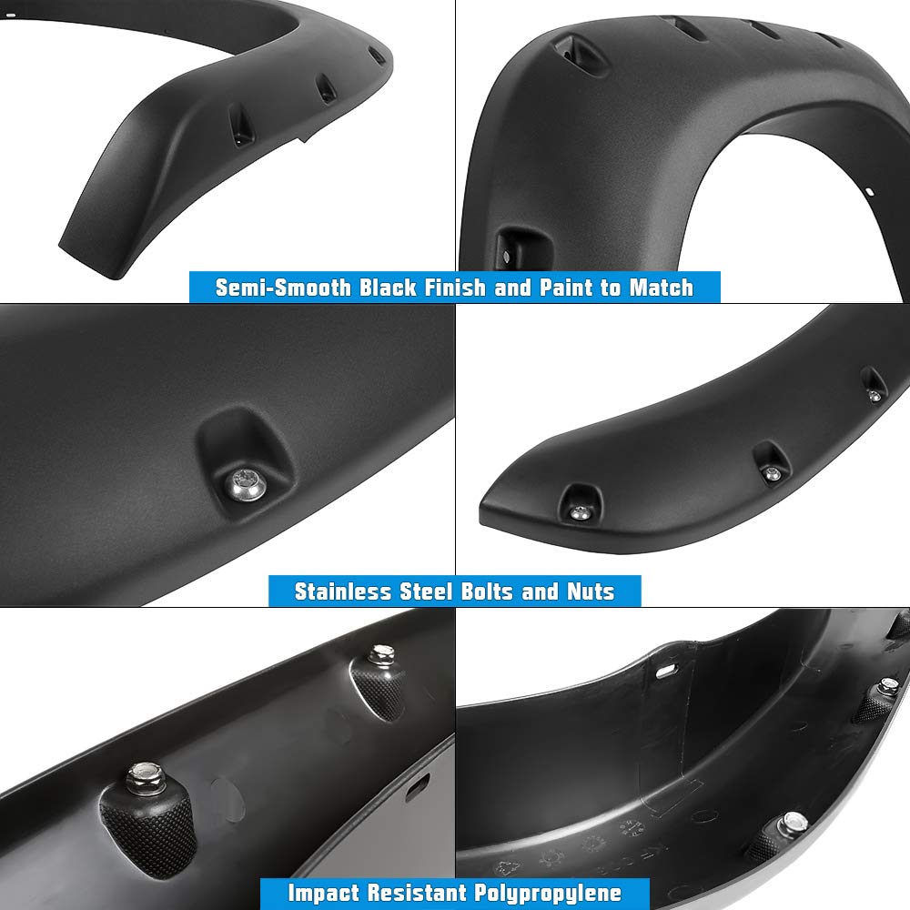 Aps Fender Flares, Compatible With Ram 1500 2002-2008 & 2500 3500 Model 2003-2009 Injection Moulding Wheel Flares Pocket Rivet Style