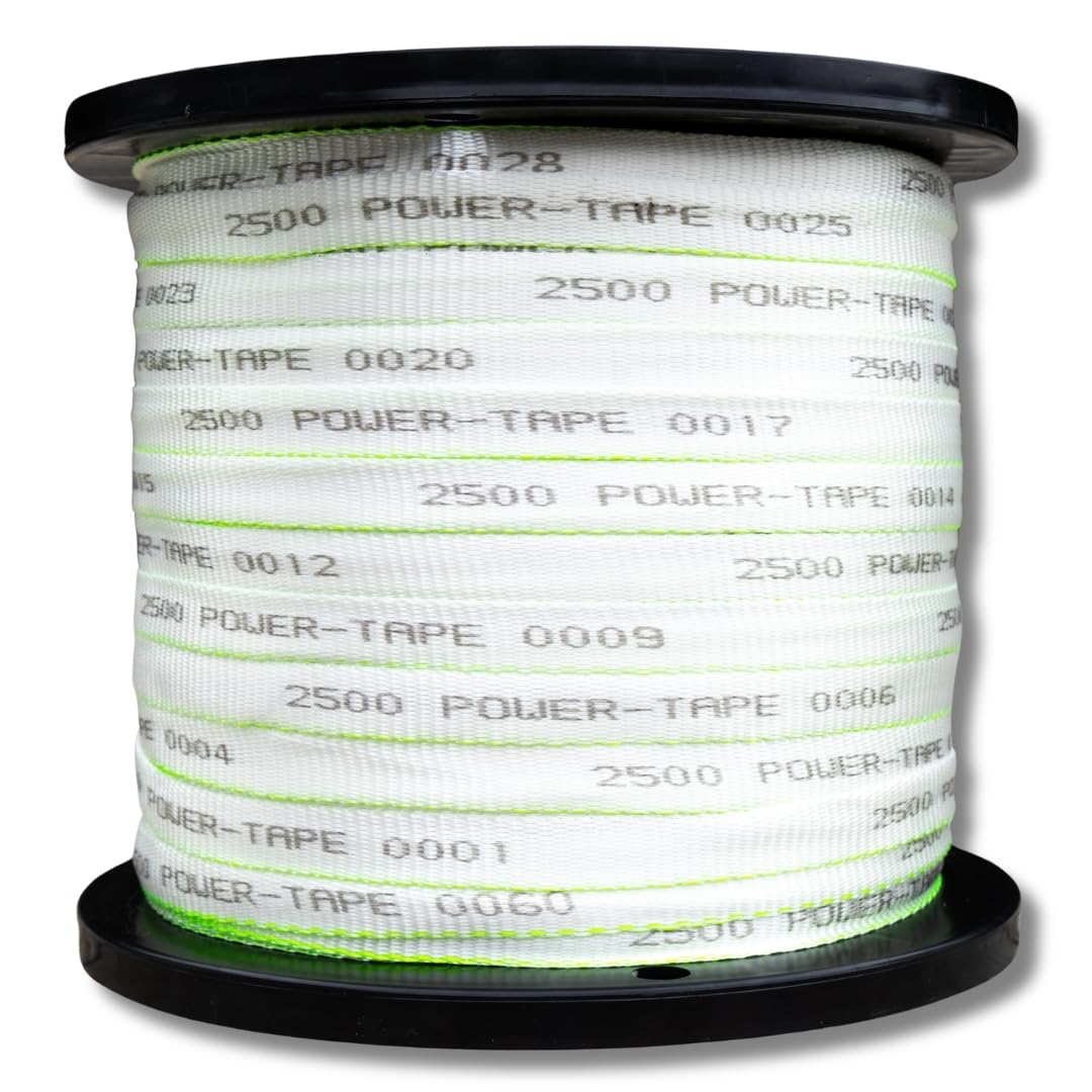 Pull Tape Power-Tape | Made In Usa | 100% Polyester | Cable Wire Pulling Webbing, Flat Rope | 2500 Lb (3/4 Inch) X 1,000 Feet