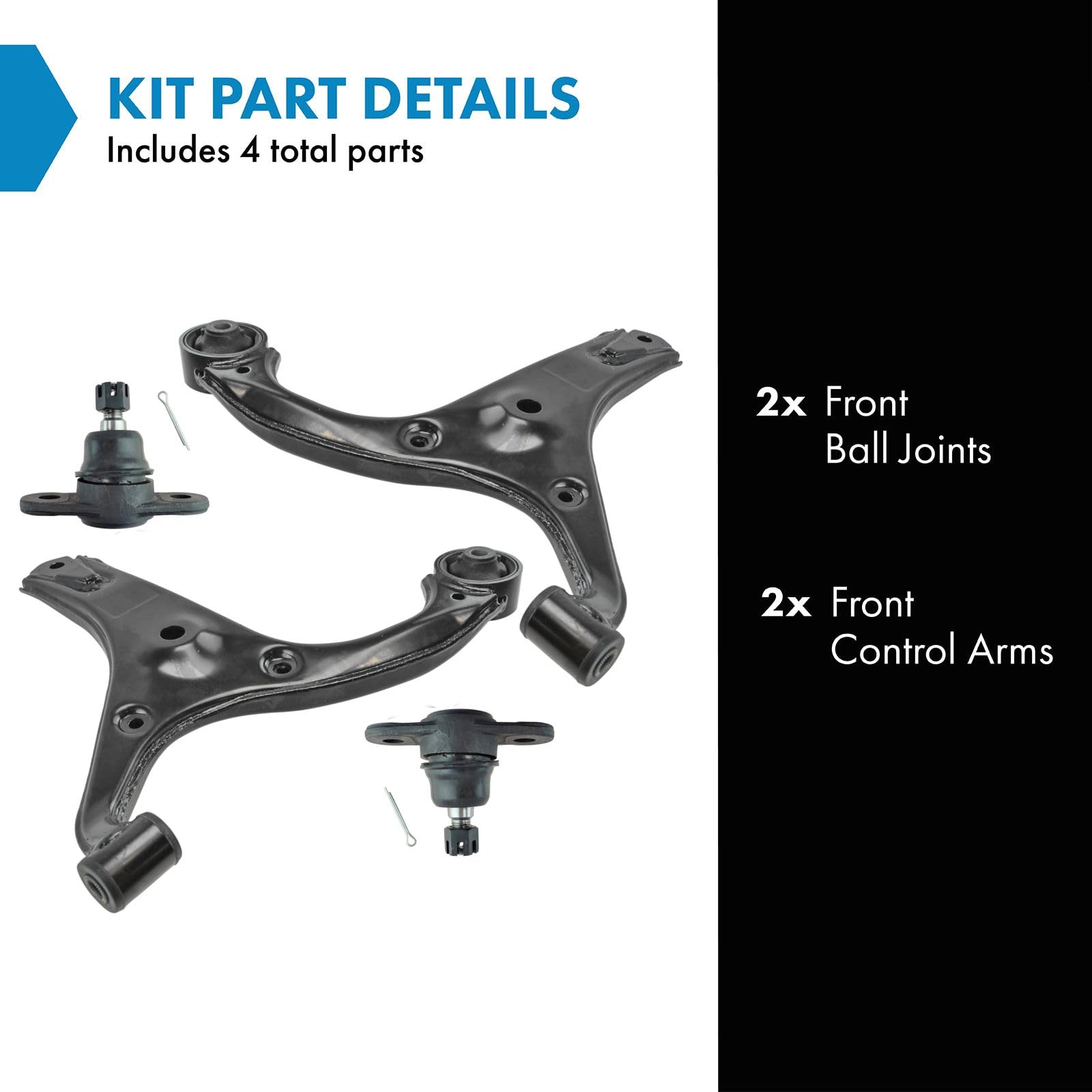 TRQ Front Control Arm with Ball Joint Set Compatible with 2006-2011 Hyundai Accent Kia Rio Rio5