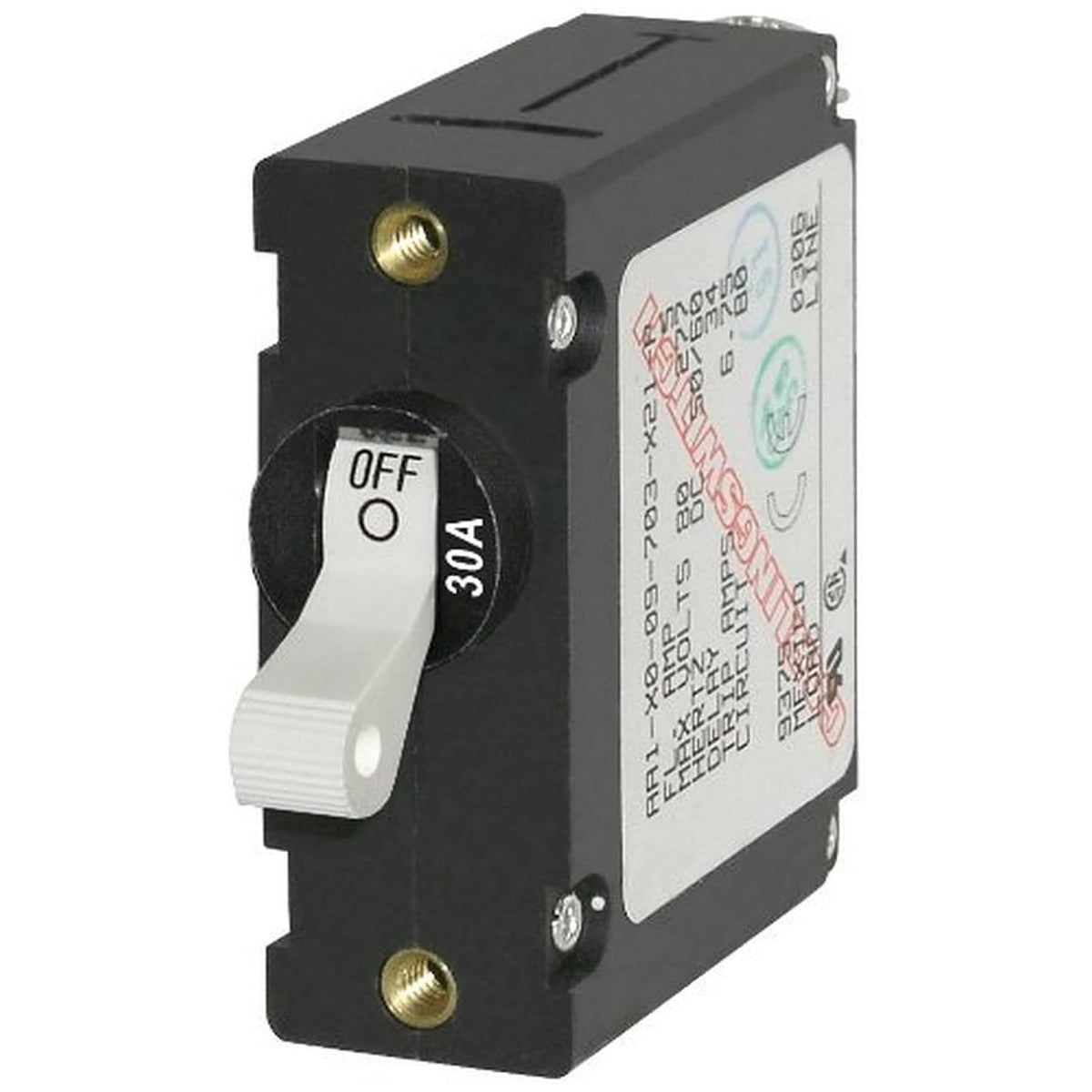 Blue Sea Systems 7222 A-Series White Toggle Circuit Breaker, Single Pole, 30A WBIASB000K2K81Y
