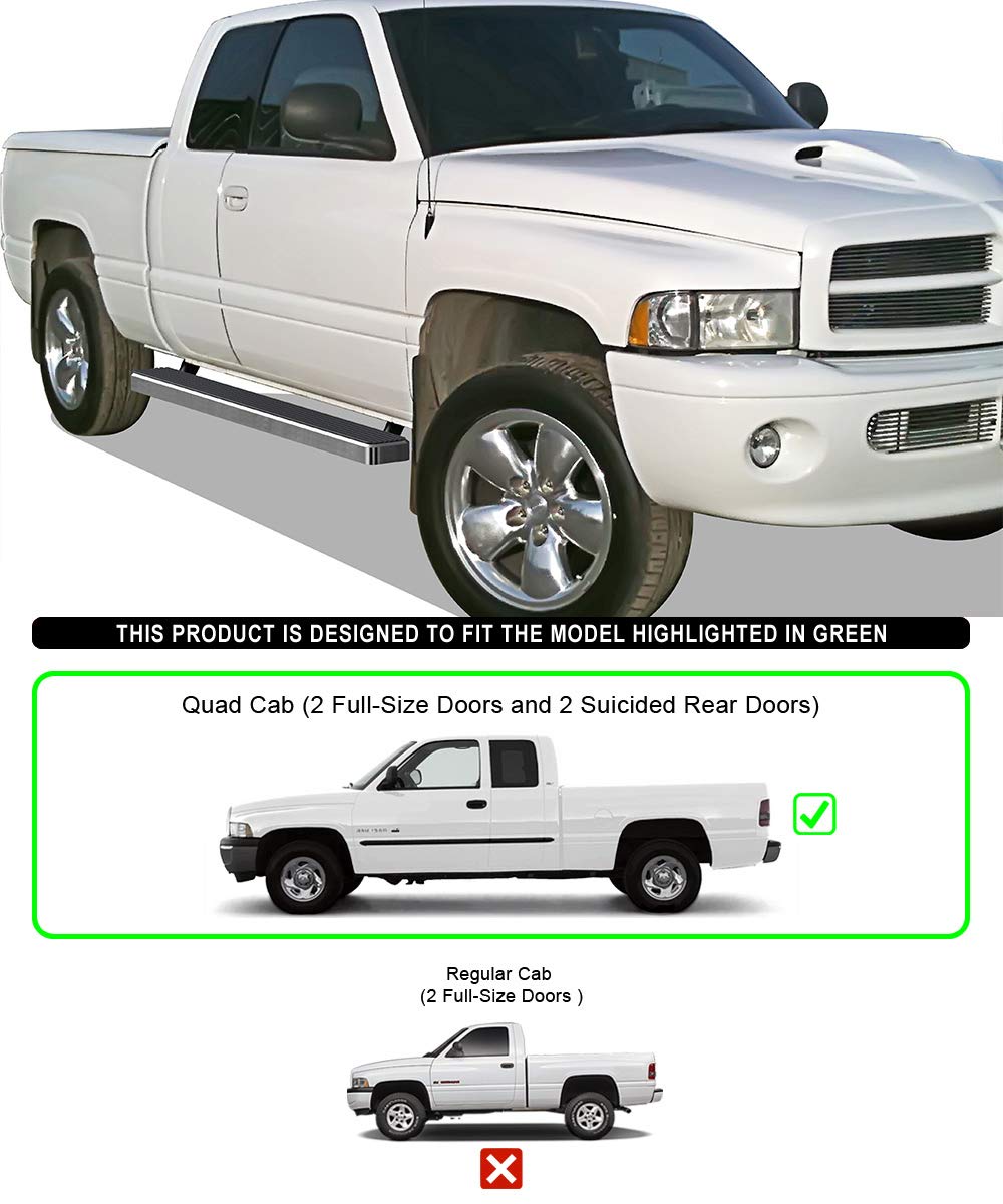 APS Running Boards (Nerf Bars Step) Compatible with Dodge Ram 1500 1994-2001 Club Cab & Ram 2500 3500 1994-2002 (Exclude 02 Body