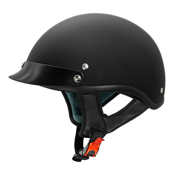 chopper motorcycle helmets Vcan Cruiser Solid Flat Black Half Face Motorcycle Helmet (Xx-Large) –  Carkart