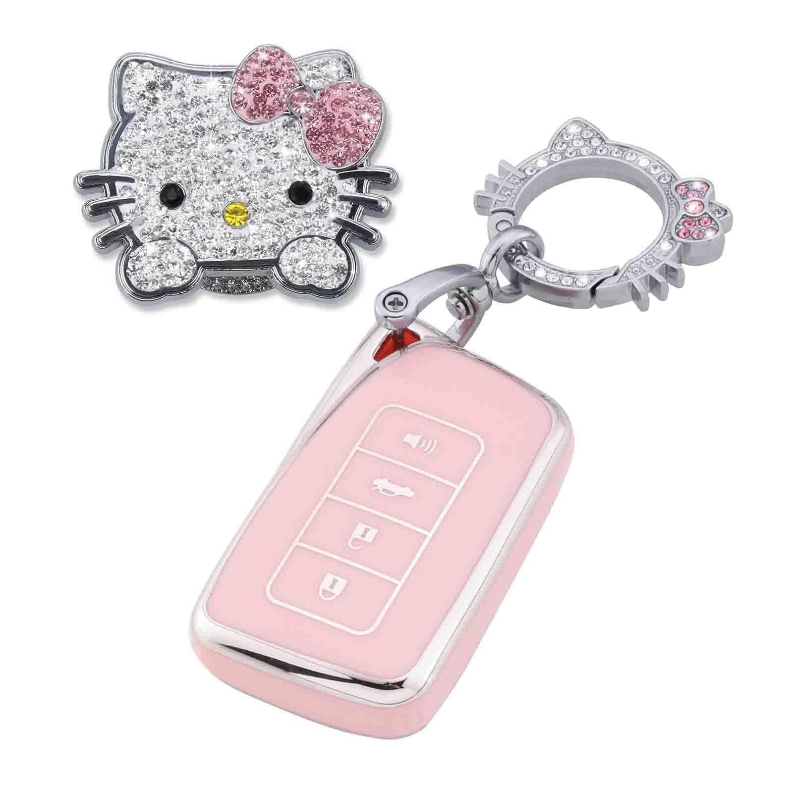 Pangpai Pink Car Accessories 3 Pcs For Lexus Rx Es Gs Ls Nx Rs Gx Lx Rc Lc Key Fob Cover With Bling Keychain Cute Push To Start