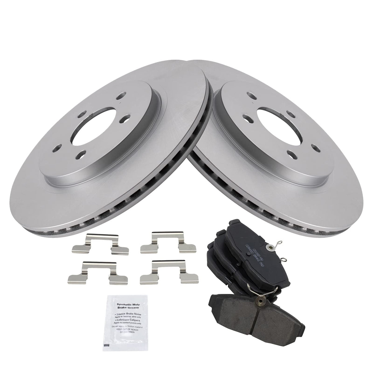 Trq Rear Brake Pad & Rotor Kit Brake Pads Brake Rotor Ceramic Premium G-Coated Compatible With 2005-2014 Ford Mustang