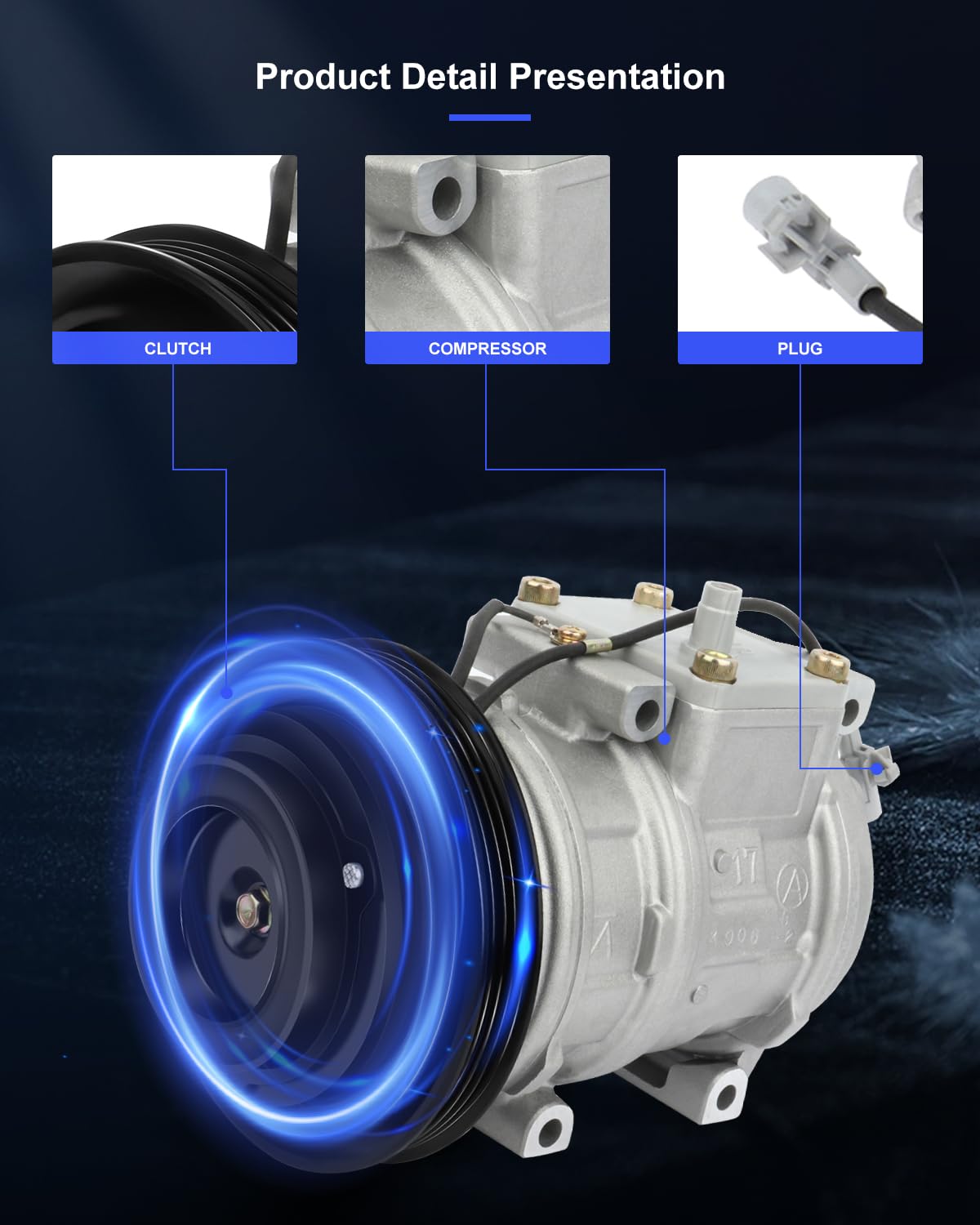 Eccpp A/C Compressor With Clutch 1996-2002 For Toyota 4Runner 2.7L 3.4L Ac Compressor