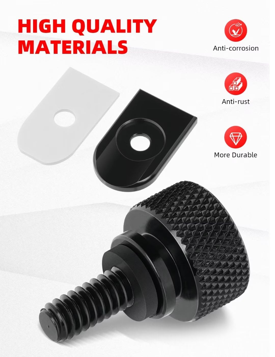 Amazicha Black Aluminium Seat Bolt Tab Screw Mount Knob Cover Compatible With Harley Davidson 1996-2024