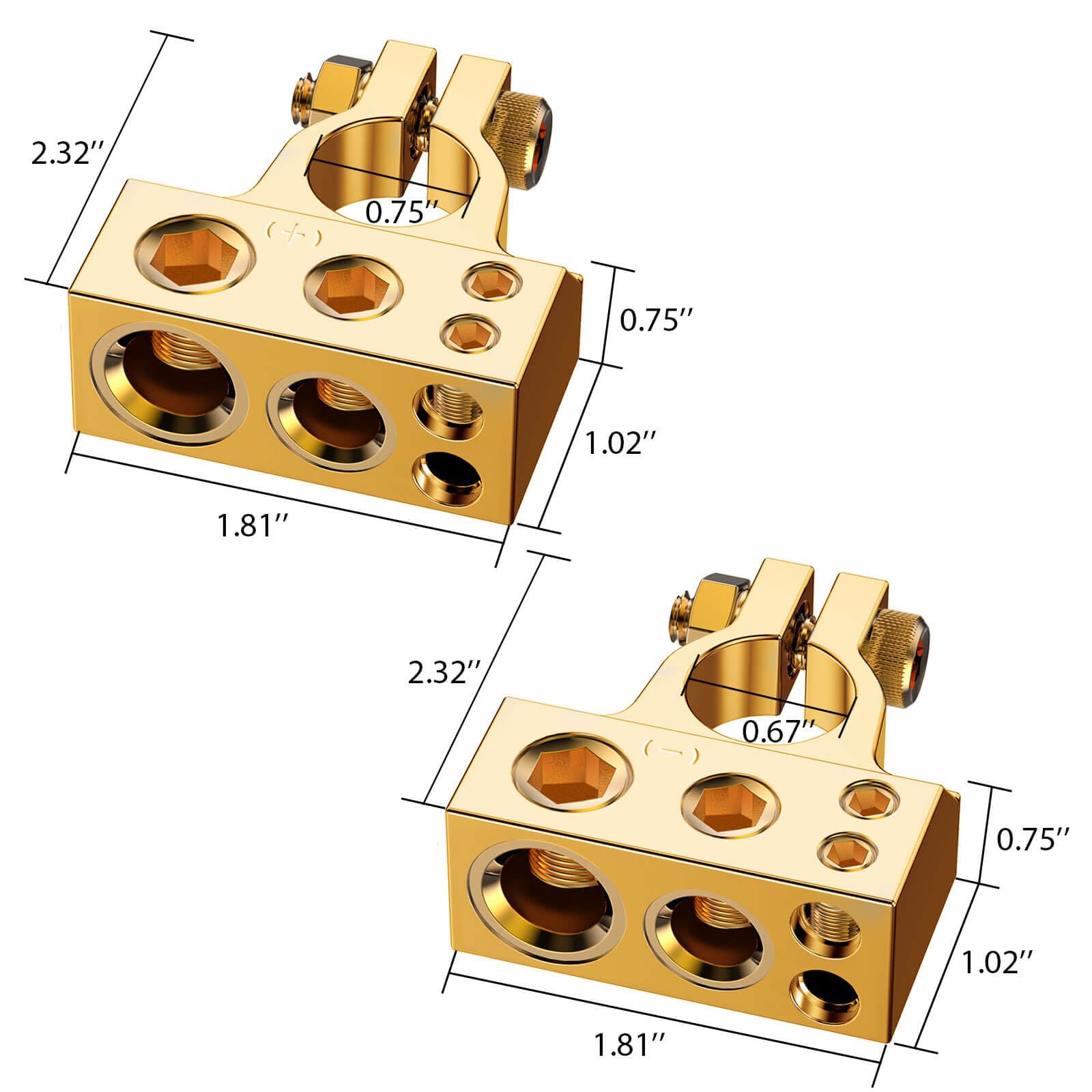 COROTC Battery Terminal Connectors, 0/4/8/10 Gauge AWG Battery Terminal, Positive Negative Battery Terminals, with 2 Clear Cover