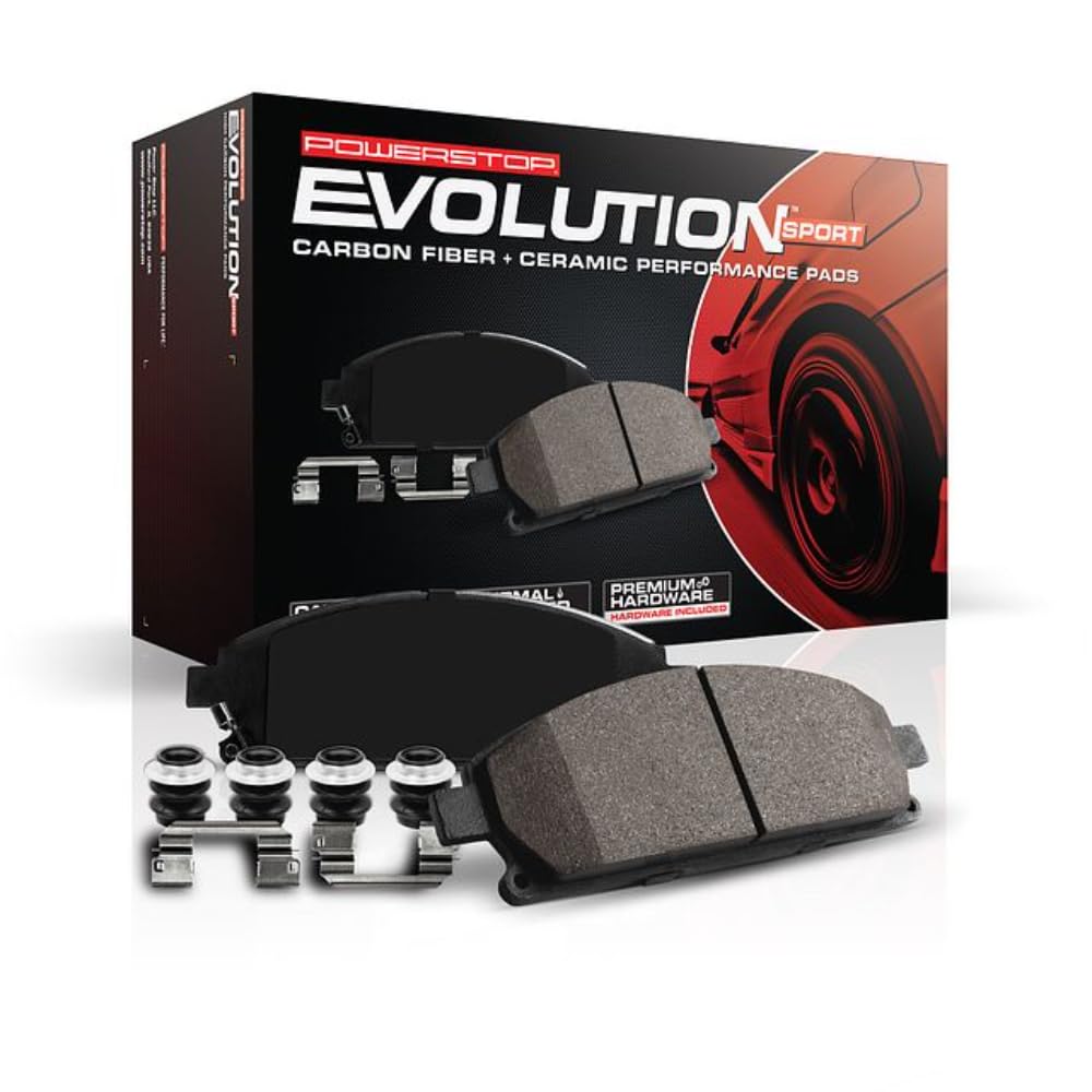 Power Stop Z23-1363 Front Z23 Evolution Sport Carbon-Fiber Ceramic Brake Pads with Hardware For Cadillac Escalade | Chevy Silver