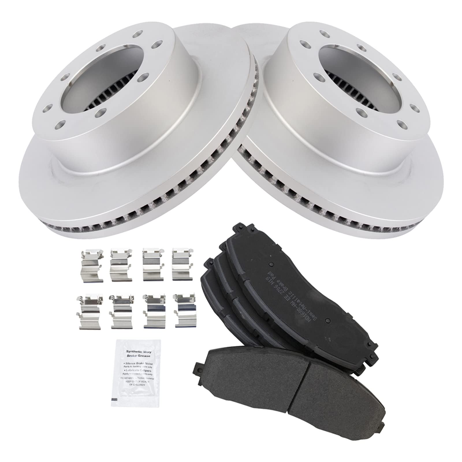 Trq Front Brake Pad & Rotor Kit Brake Pads Brake Rotor Semi-Metallic Premium G-Coated Compatible With 2013-2019 Ford F-250 Super