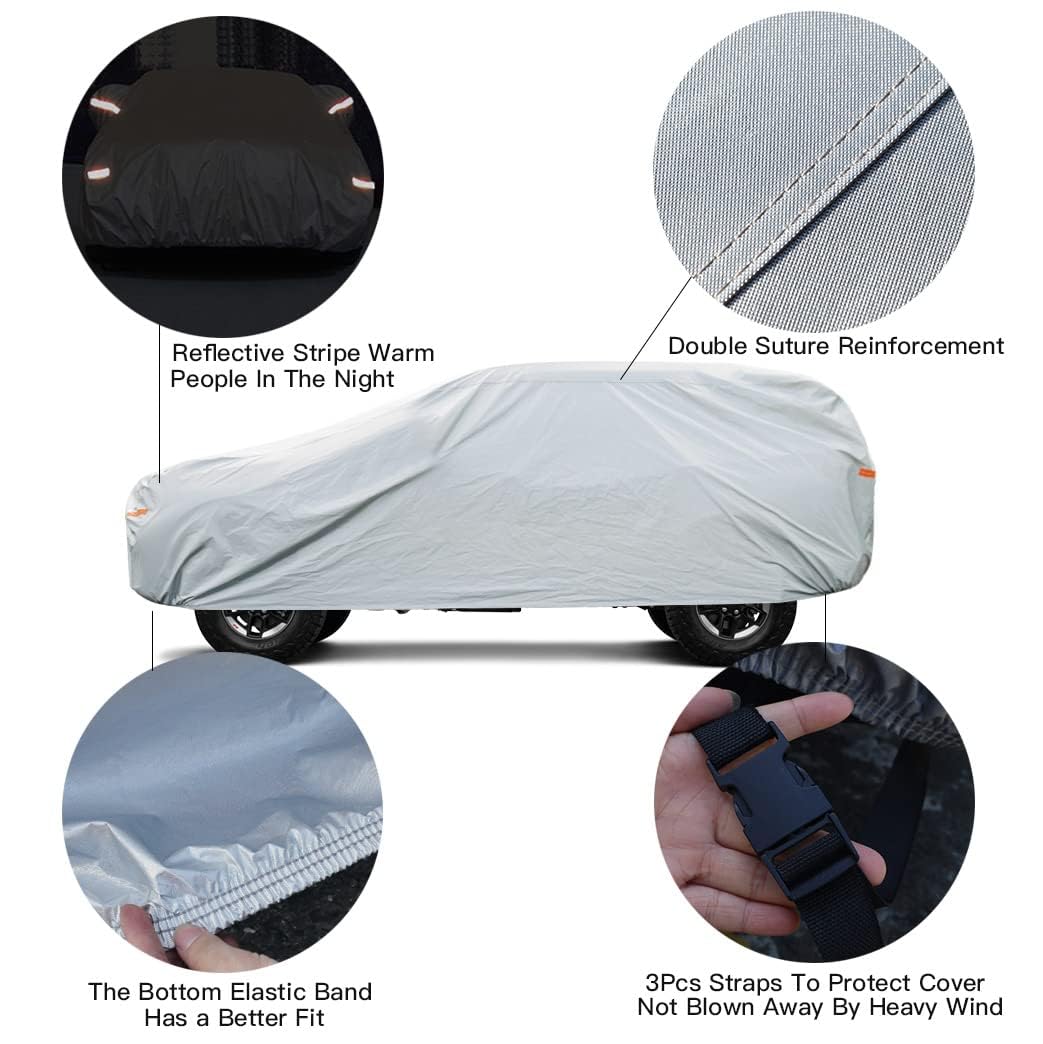 Kayme 6 Layers Minivan Car Cover Waterproof All Weather For Automobiles, Outdoor Full Cover With Zipper, Universal Fit For Pacif