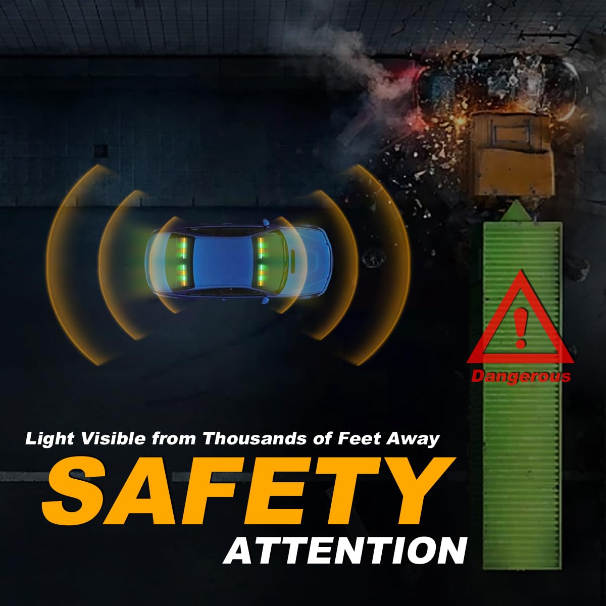 Lrter Emergency Dash Strobe Lights Warning Hazard Safety Front/Rear Interior Windshield Lights W/Suction Cups Deck Split Mount F