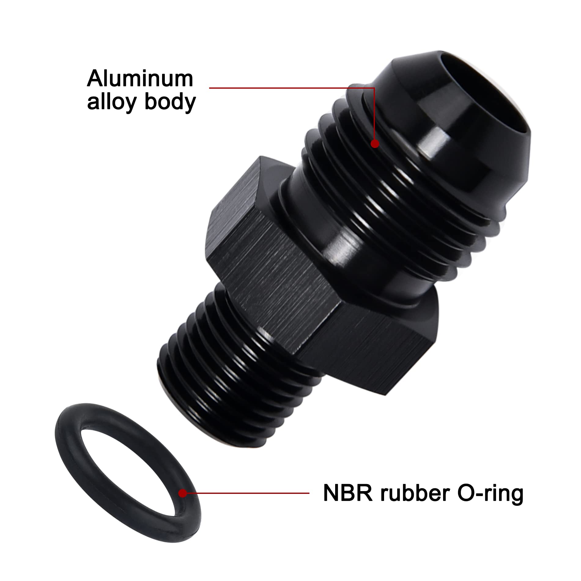 Evil Energy 6An Male Flare To M10 X 1.0Mm Male Metric Fitting Adapter Aluminium Alloy 2Pcs