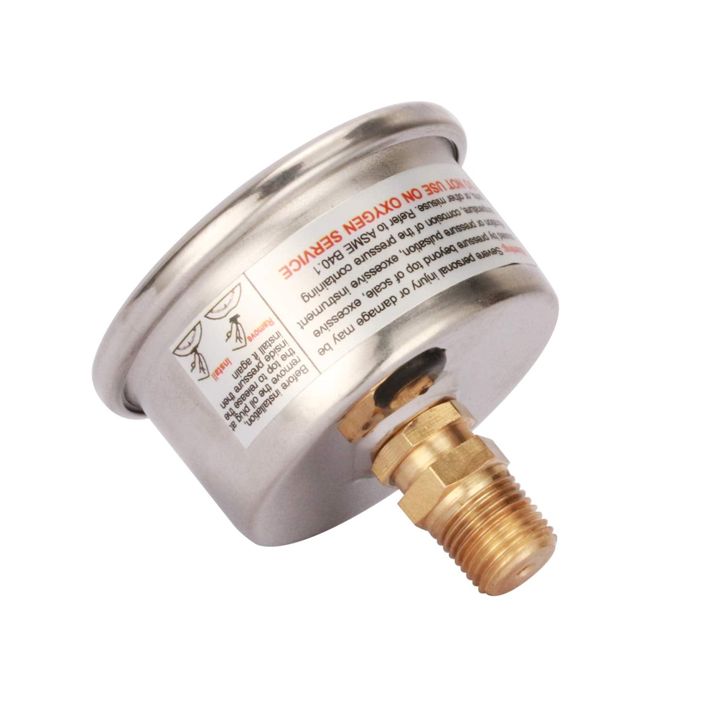 Measureman 1.5'' Black Dial, 304 Stainless Steel Case, Liquid Filled Fuel Pressure Gauge, 0-100Psi, -3-2-3%, 1/8'' Npt Center Ba