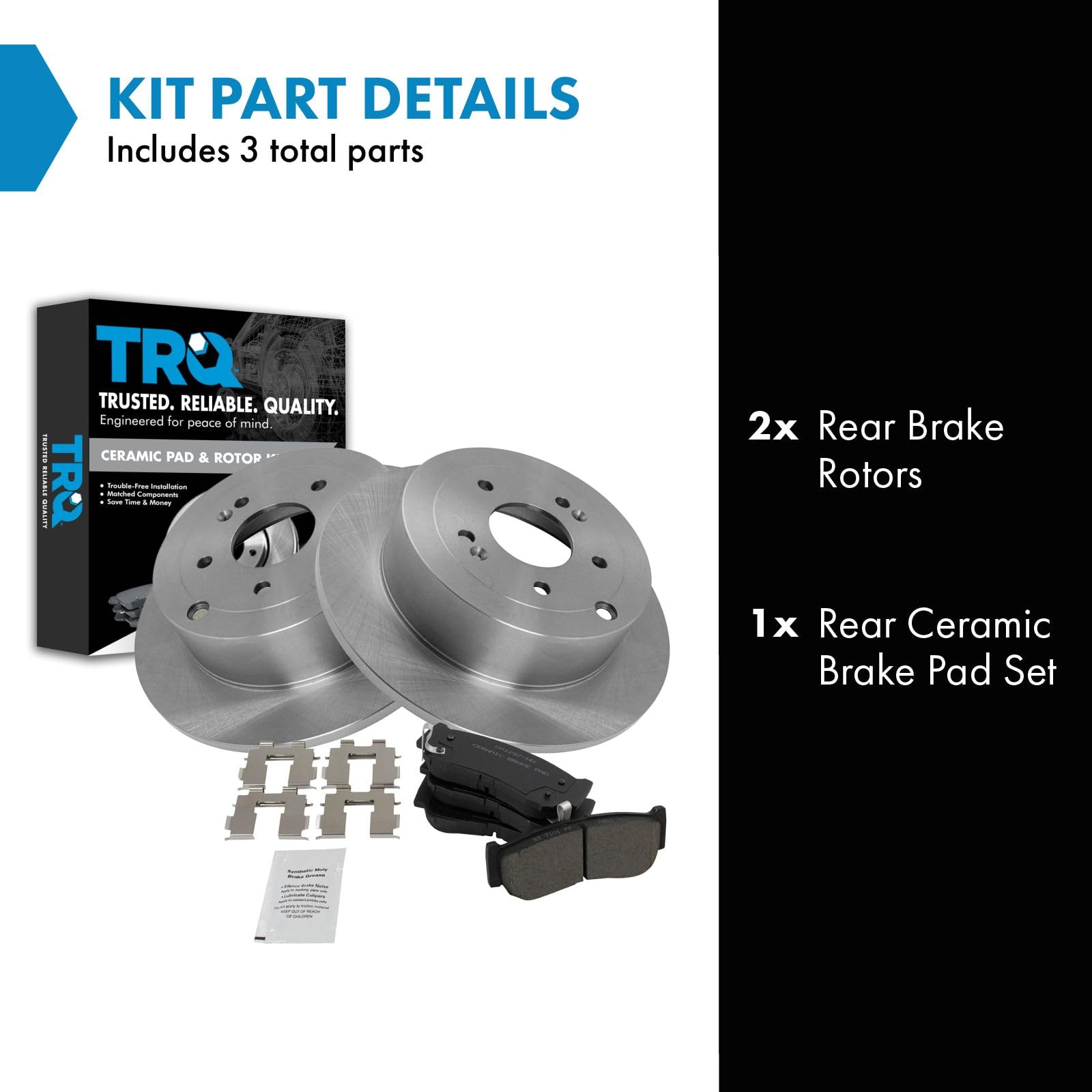 Trq Rear Brake Pad & Rotor Kit Brake Pads Brake Rotor Ceramic Compatible With 2007-2009 Hyundai Santa Fe