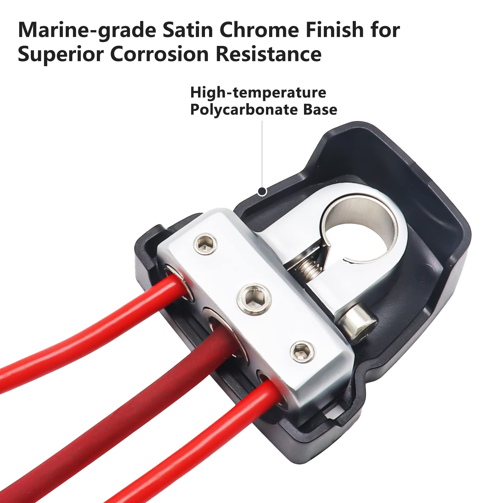 Recoil Pbt-S04 2 Pack Premium Solid Brass Positive Negative Battery Terminals Clamps With Two 0/2/4 Gauge Outputs And One 4/8 Ga