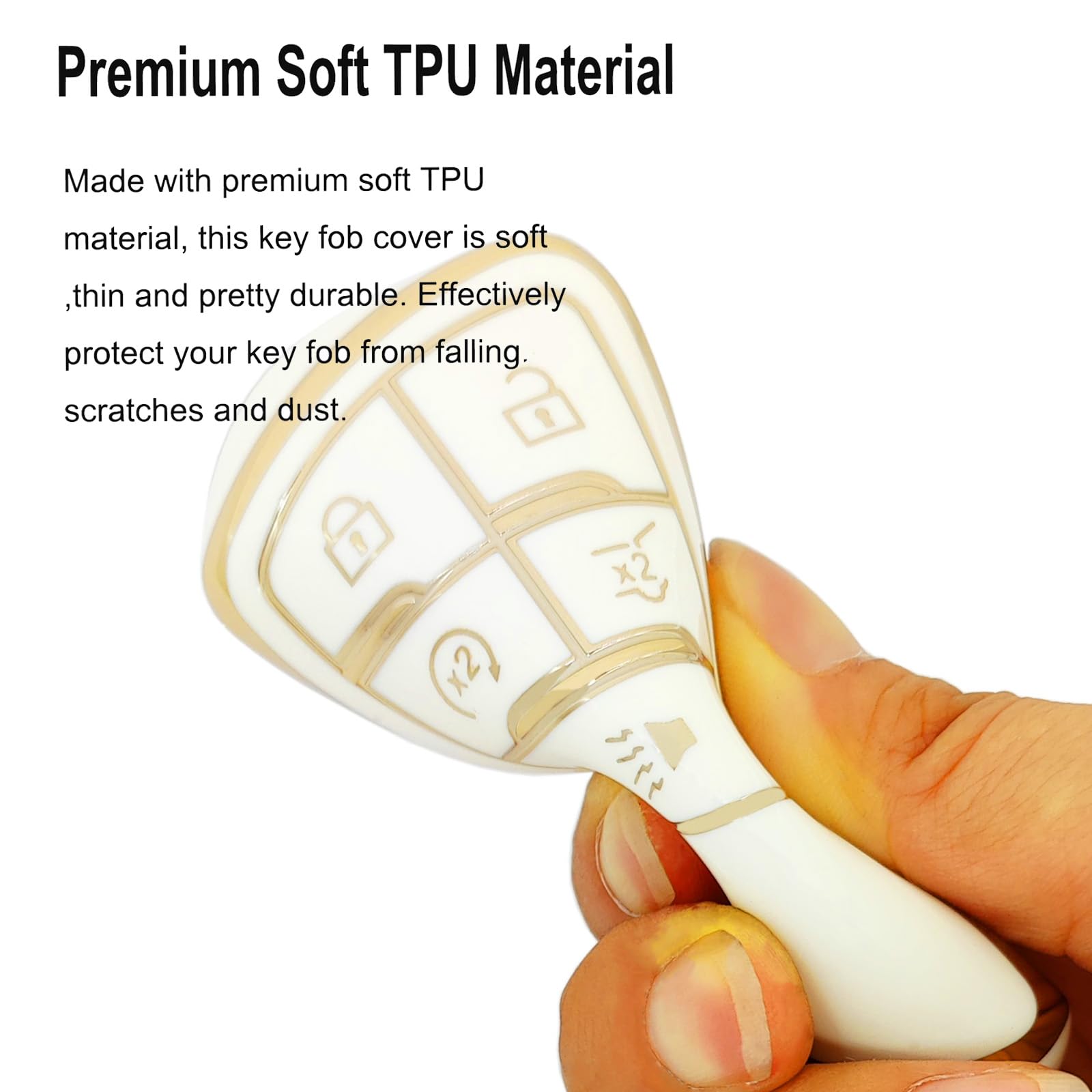 Arruweer Key Fob Cover Keychain Fit For 2022 2023 Chevrolet Silverado 1500 Gmc Sierra 1500 5 Buttons Smart Key Shell Protector