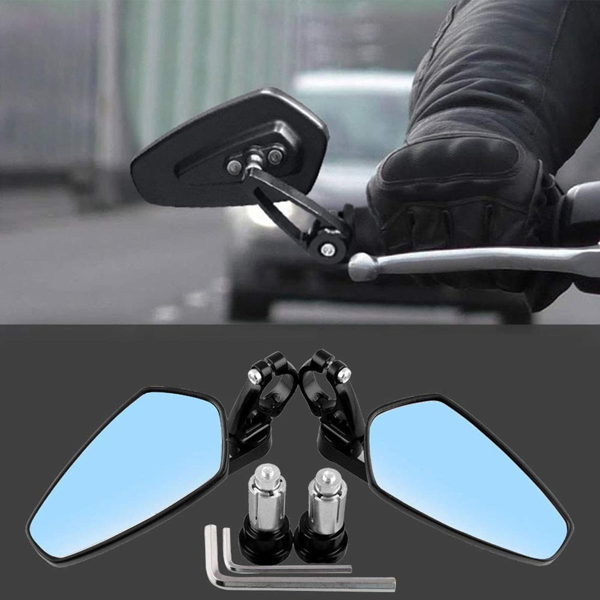 Sporacingrts 7/8'' 22mm Motorcycle C-N-C Bar End Rear View Mirrors for GROM MSX-125 CB500F / Kawasaki Z750 /ER-6F / ER-6N / Ya-m